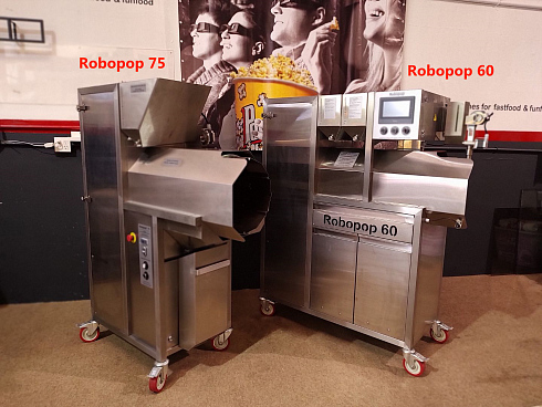 Popcorn machine, Popcorn machine Robopop 60, Vortex Popcorn, Vegan Popcorn, caramelizer popcorn, industrial popcorn
