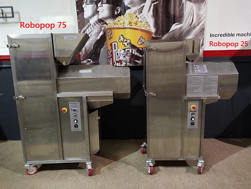 Popcorn machine, Popcorn machine Robopop 75, Vortex Popcorn, Vegan Popcorn, caramelizer popcorn, industrial popcorn
