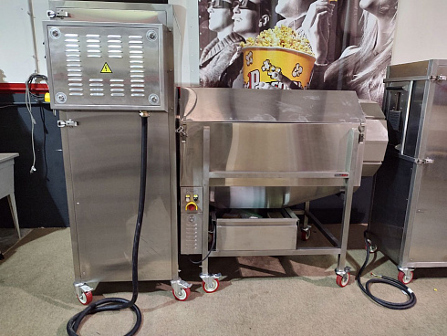 Popcorn machine, Popcorn machine Robopop 220, Vortex Popcorn, Vegan Popcorn, caramelizer popcorn, industrial popcorn