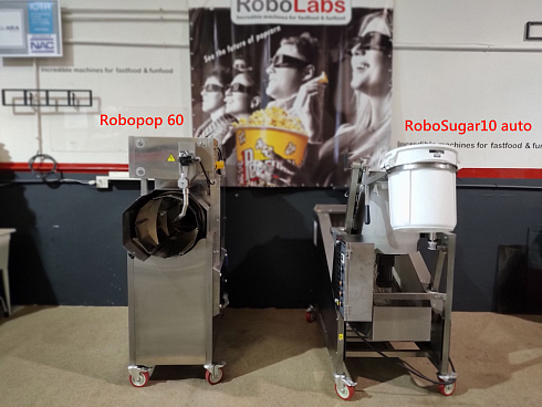 caramelizer popcorn, Popcorn machine, Vegan Popcorn, Vortex Popcorn, industrial popcorn, caramelizer robo sugar, RoboSugar Auto 10, caramelizer robo sugar 10