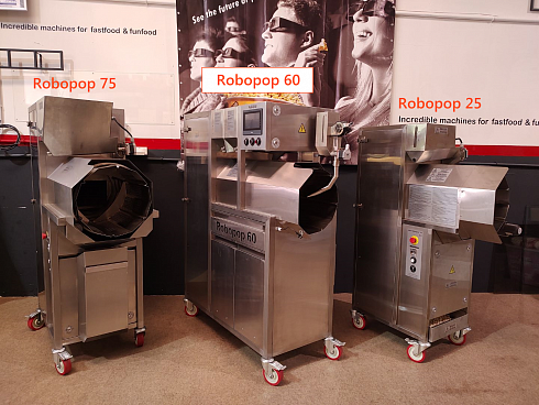 Popcorn machine, Popcorn machine mini Robopop 25, robopop 25, mini robopop, Vortex Popcorn, Vegan Popcorn, caramelizer popcorn, industrial popcorn