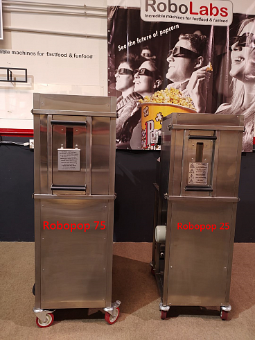 Popcorn machine, Popcorn machine mini Robopop 25, robopop 25, mini robopop, Vortex Popcorn, Vegan Popcorn, caramelizer popcorn, industrial popcorn