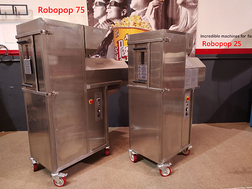 Popcorn machine, Popcorn machine Robopop 75, Vortex Popcorn, Vegan Popcorn, caramelizer popcorn, industrial popcorn