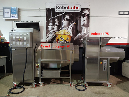 Popcorn machine, Popcorn machine Robopop 220, Vortex Popcorn, Vegan Popcorn, caramelizer popcorn, industrial popcorn