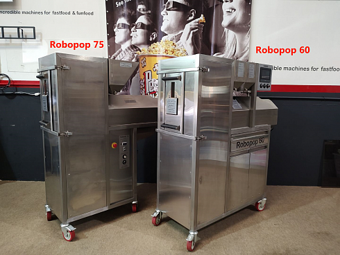 Popcorn machine, Popcorn machine Robopop 60, Vortex Popcorn, Vegan Popcorn, caramelizer popcorn, industrial popcorn