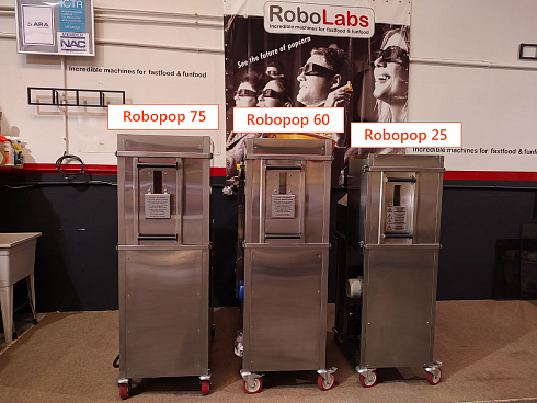 Popcorn machine, Popcorn machine mini Robopop 25, robopop 25, mini robopop, Vortex Popcorn, Vegan Popcorn, caramelizer popcorn, industrial popcorn