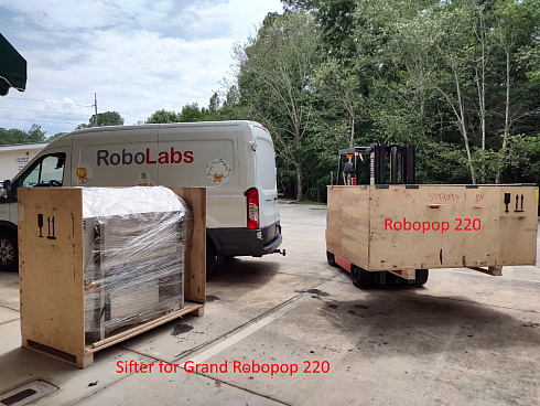 Popcorn machine, Popcorn machine Robopop 220, Vortex Popcorn, Vegan Popcorn, caramelizer popcorn, industrial popcorn