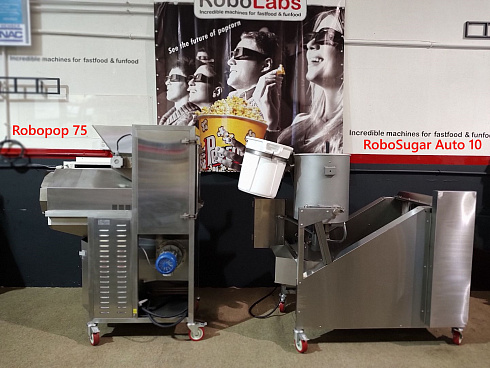 caramelizer popcorn, Popcorn machine, Vegan Popcorn, Vortex Popcorn, industrial popcorn, caramelizer robo sugar, RoboSugar Auto 10, caramelizer robo sugar 10