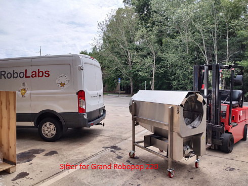 Popcorn machine, Popcorn machine Robopop 220, Vortex Popcorn, Vegan Popcorn, caramelizer popcorn, industrial popcorn