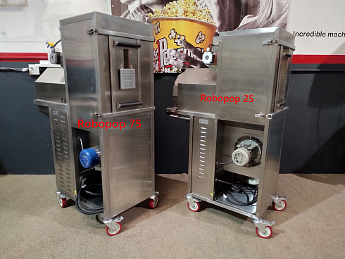 Popcorn machine, Popcorn machine mini Robopop 25, robopop 25, mini robopop, Vortex Popcorn, Vegan Popcorn, caramelizer popcorn, industrial popcorn