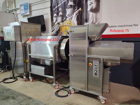 Popcorn machine, Popcorn machine Robopop 220, Vortex Popcorn, Vegan Popcorn, caramelizer popcorn, industrial popcorn